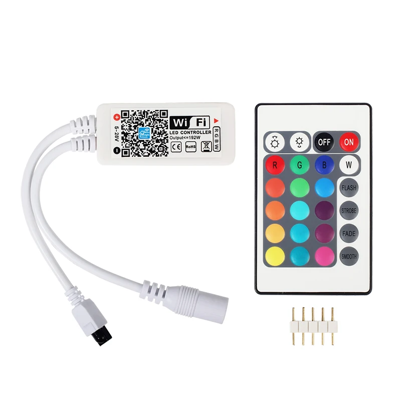 DC5-28V Мини WiFi светодиодный rgb-контроллер RGBW контроллер с 24-клавишным ИК-пультом управления IOS/Android для светодиодной ленты 5050 RGB RGBW RGBWW