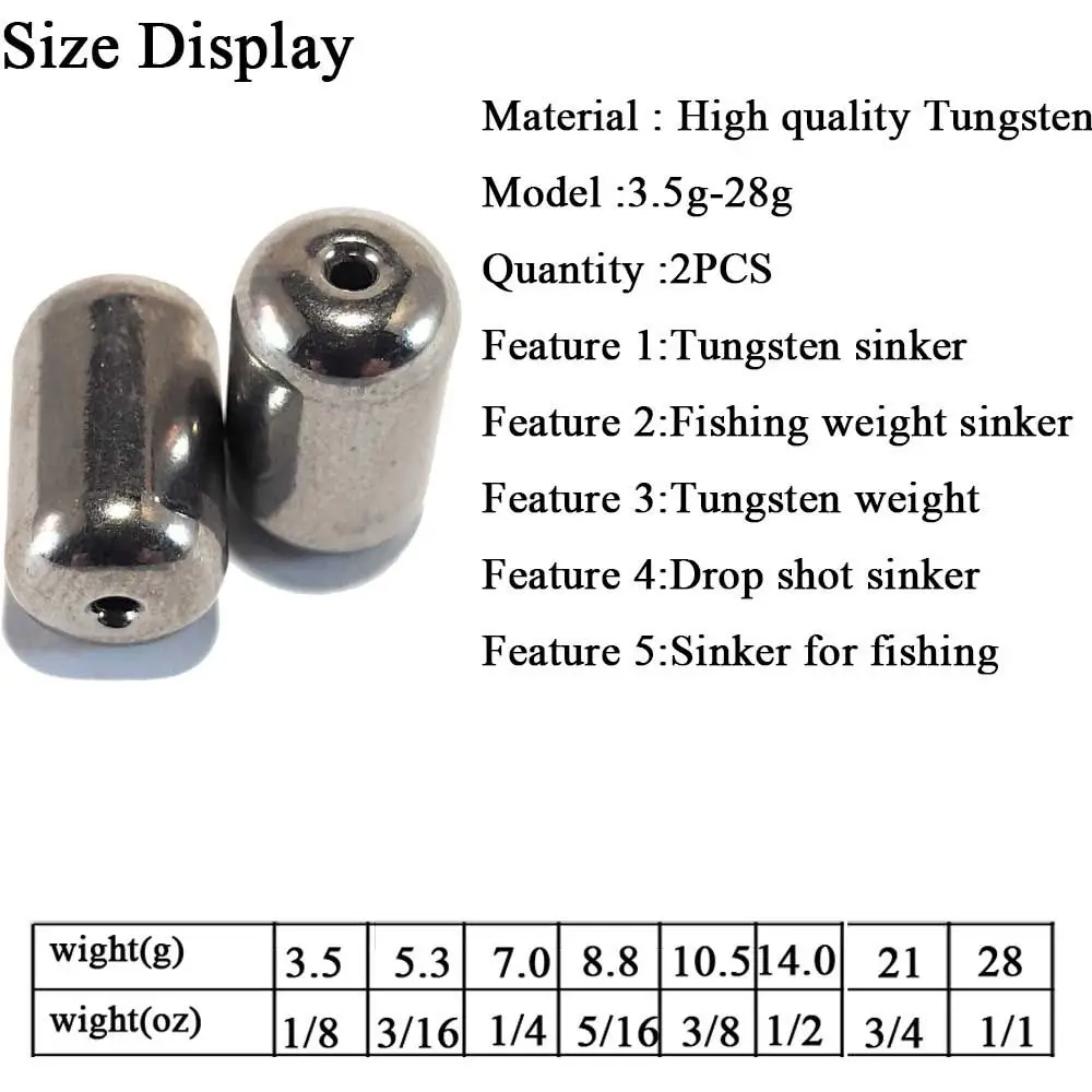 2pcs/lot 3.5g-28g Tungsten Fishing Weights Sinkers For Taxas Rig