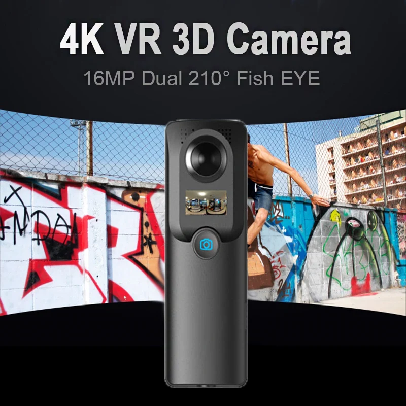 3D 180/360 Full HD 4K VR 13MP Камера Двойная 210 широкоугольная рыбий глаз WIFI FPV панорамная