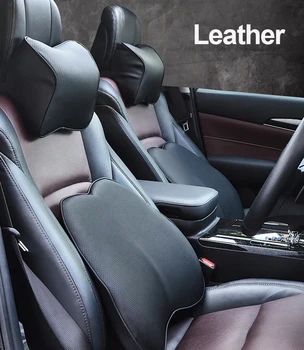 

Apple Style Leather Car Headrest Pillow Embroidered Seat Support Sets Back Cushion Adjustment home chair Neck Rest Lumbar Pillow