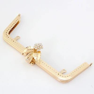 K675 trapezoidal 20.5CM embossing Leaves flowers buckle lock purse frame DIY Kiss lock Coin Purse accessories - Цвет: Золотой свет