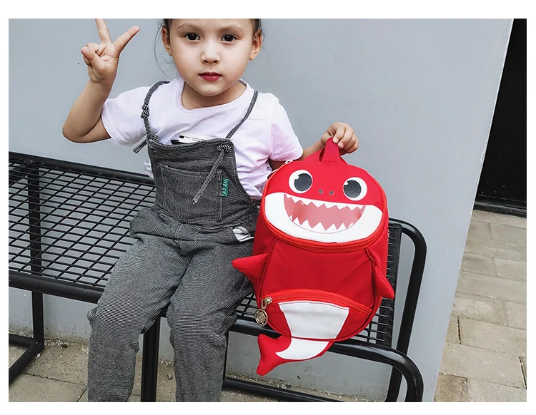 Backpack New Cartoon Shark Baby Anti-lost Children Bag Cute Nylon Shoulder Bag Primary School Kindergarten Bag Bookbag