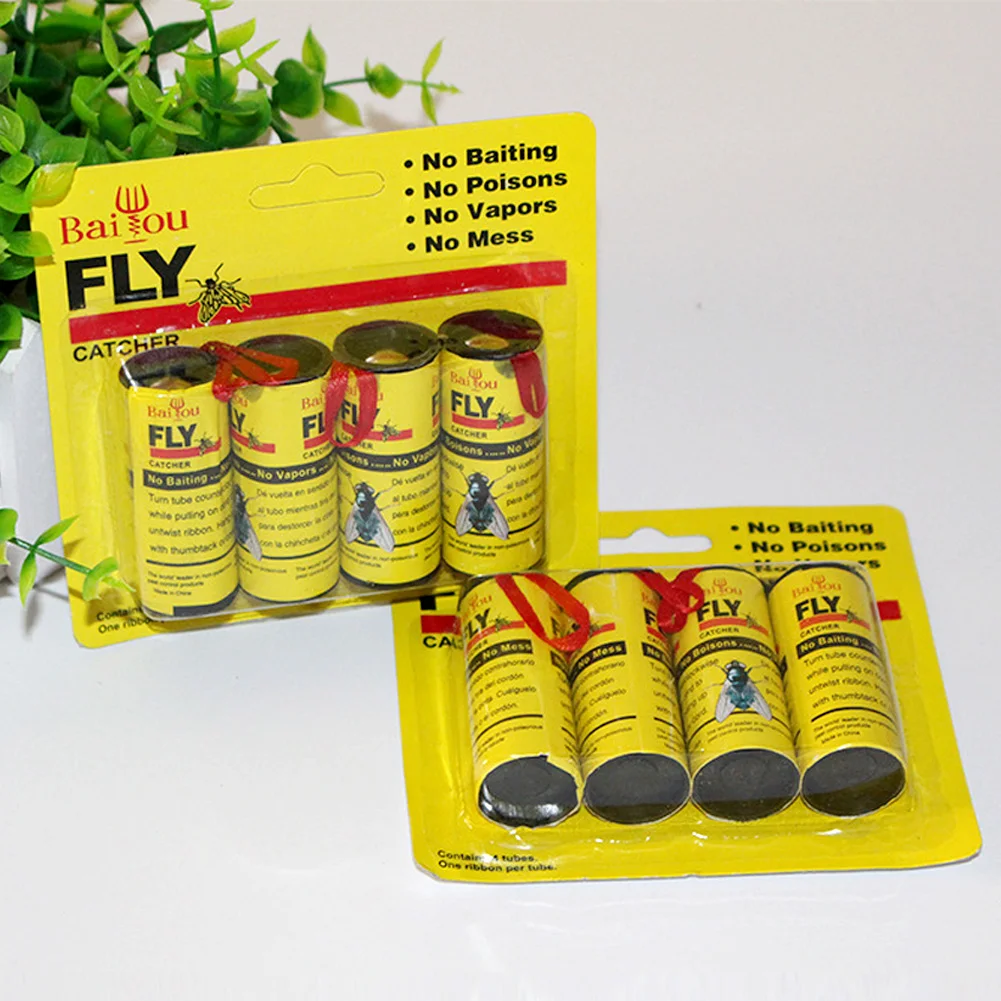 

4X Fly Sticky Pest Control Mosquitos Killer Fly Catcher Strip Insect Catcher Adhesive Non Toxic Paper Strip