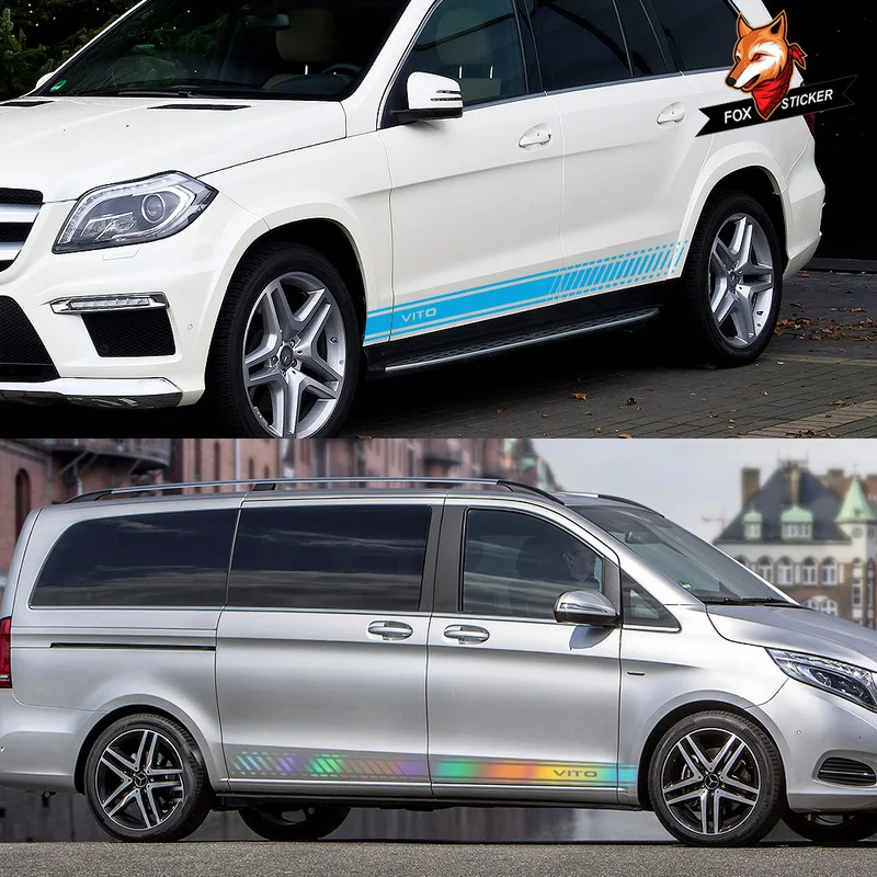 2pcs Auto Stylish Graphics Decal Styling Car Sides Stripe Sticker Vinyl Accessories For Merccedes Benze U Class W447 V260 | Автомобили и