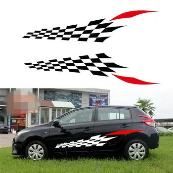 

2x Racing Sports Car Graphics Stickers Auto SUV Body Two Side Vinyl Waist Decals