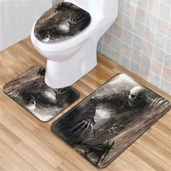 

Nordic 3 Piece Bath Mat Set Bathroom Toilet Shower Room Decoration Rug Carpet Individuality Skull Bathroom Bath Mat Sets
