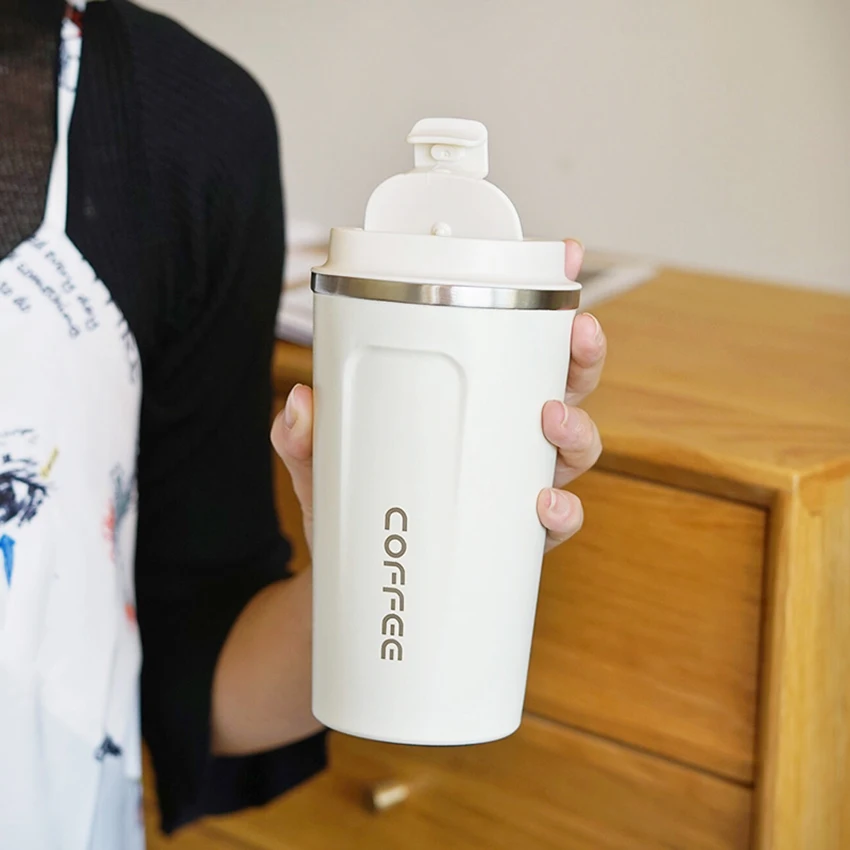380ml/500ml simple portable stainless steel coffee thermal cup, student female male travel home office drink water mug