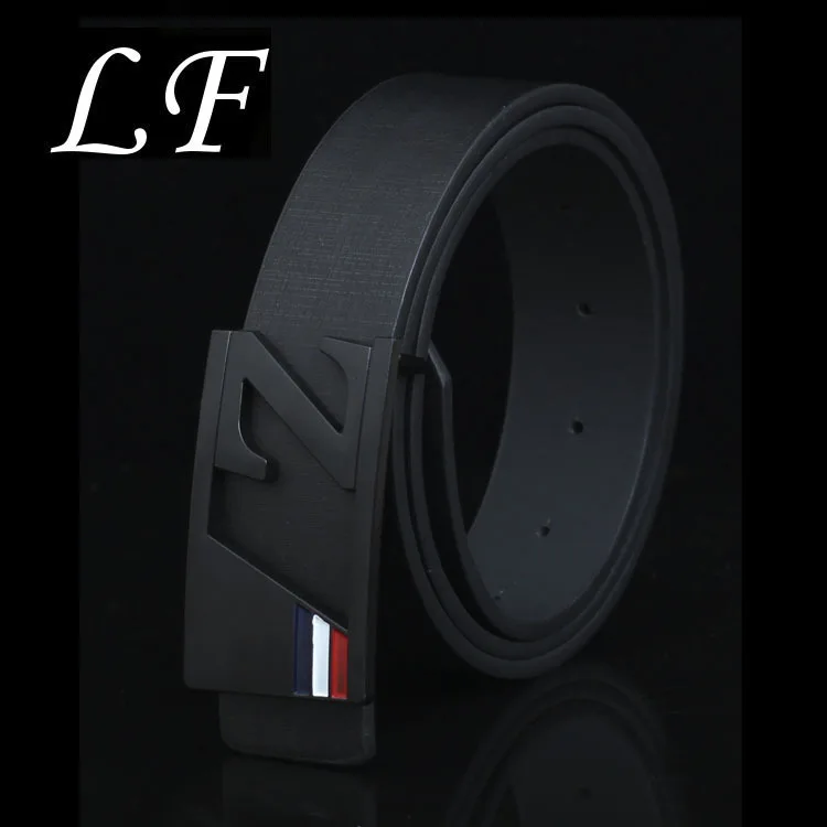 

New Fashion Men's Black Bottom Z Letter Buckle Belt Pull Out Large Z Letter Smooth Buckle Belt