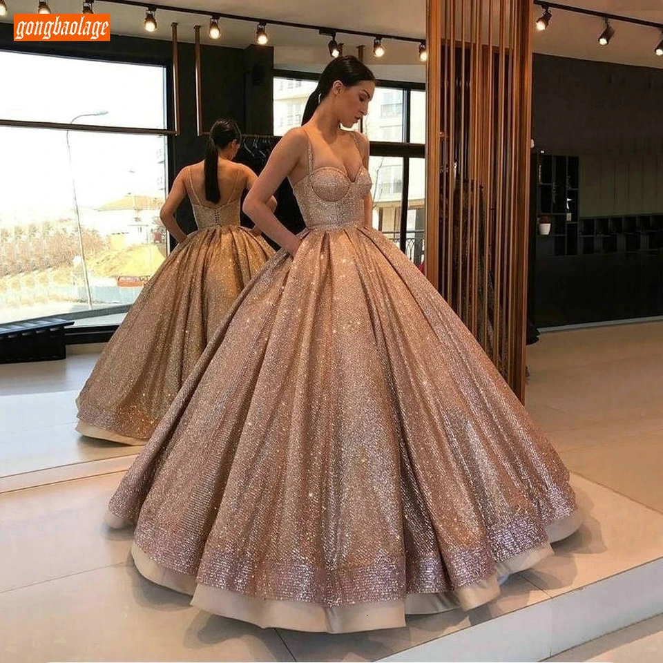 rose gold ball gown dress