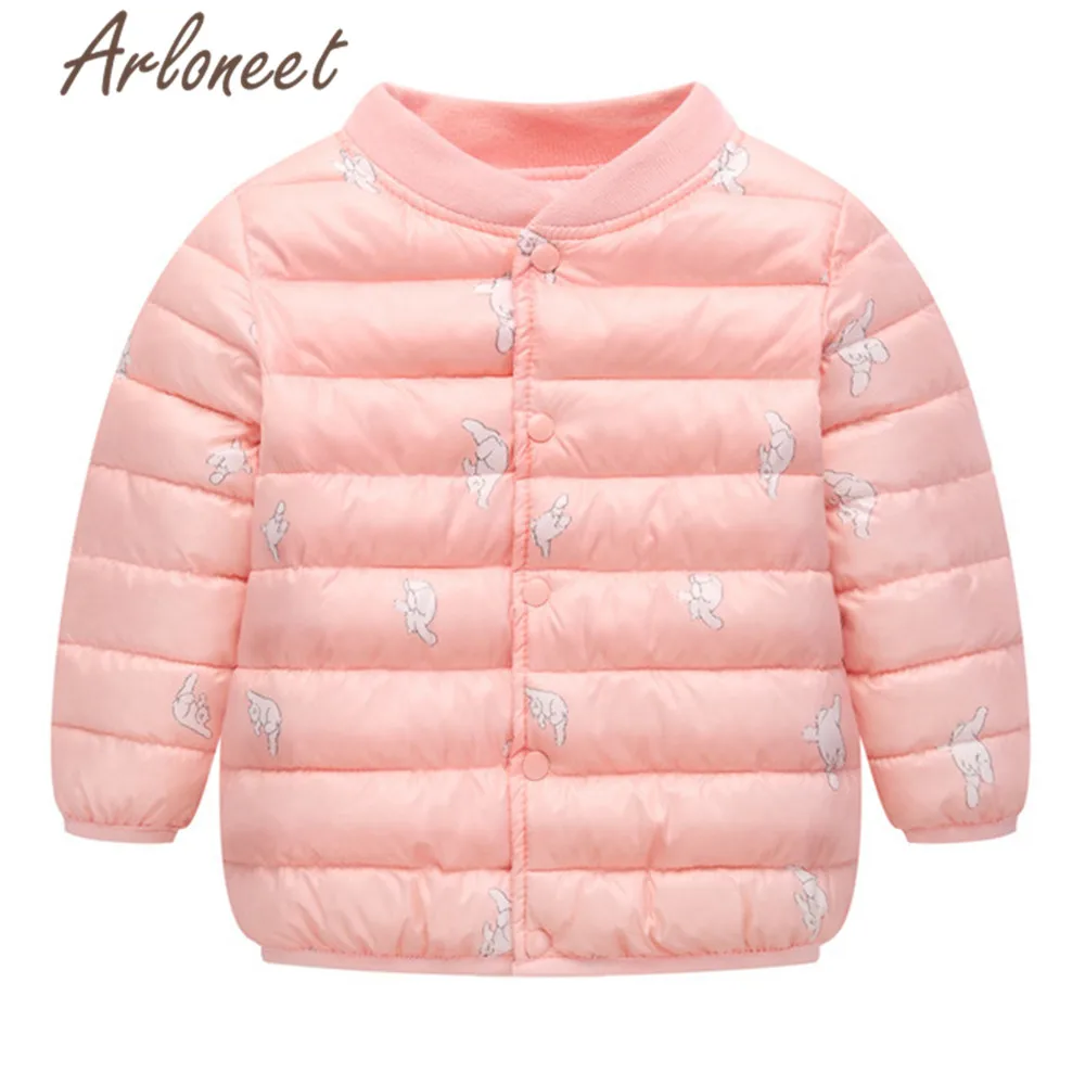 ARLONEET Baby Cotton Coat Girls Warm Winter Thick Cartoon Rabbit Print Button Outerwear Toddler Boy |