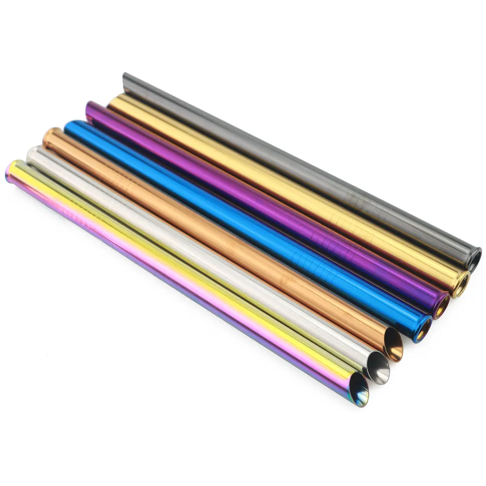 4Pcs Reusable straws bubble tea Stainless Steel Drinking Straw 12mm&6mm Wide  Metal Straws Set Milkshake Straw with Cleaner Brush