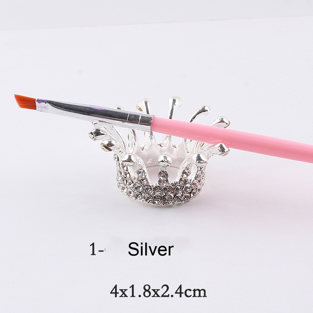 Retro Manicure Brush Pen Holder Nail Art Brush Painting Pen Diamonds Crown Shape Pen Brush Holder Nail Art Accessories Tools