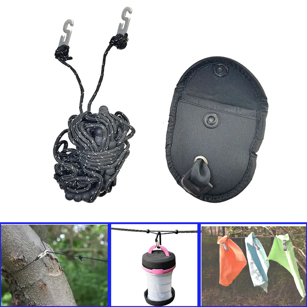 Portable Clothesline Windproof Clothes Rope Drying Rack Cloth Hanging Line Outdoor Camping