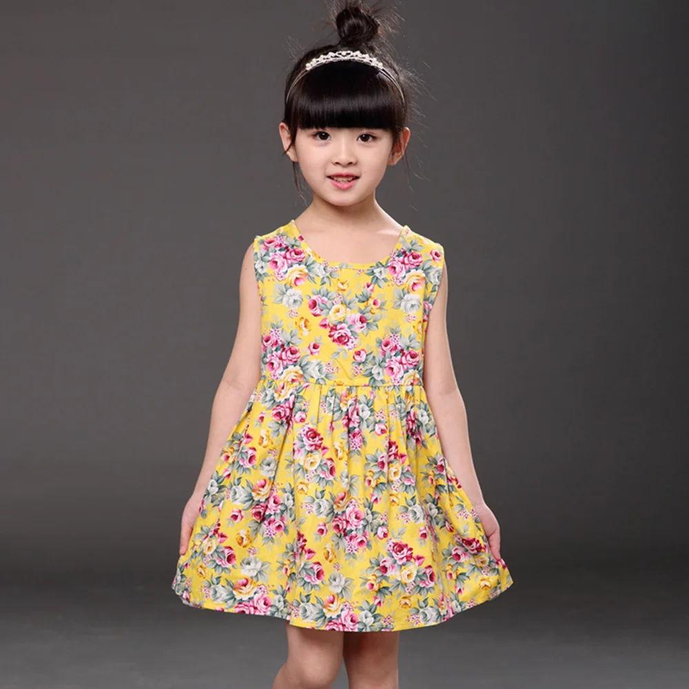 Платье принцессы с цветочным узором для девочек; летнее платье для девочек на свадьбу, день рождения, вечеринку; Детский костюм для