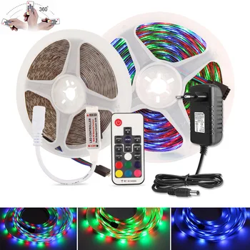 

RGB LED Strip DC 12V Waterproof 2835 Flexible Neon Diode Tape Fita Tiras Led Lights Colores 5m 10m 15m Remote Controller Adapter