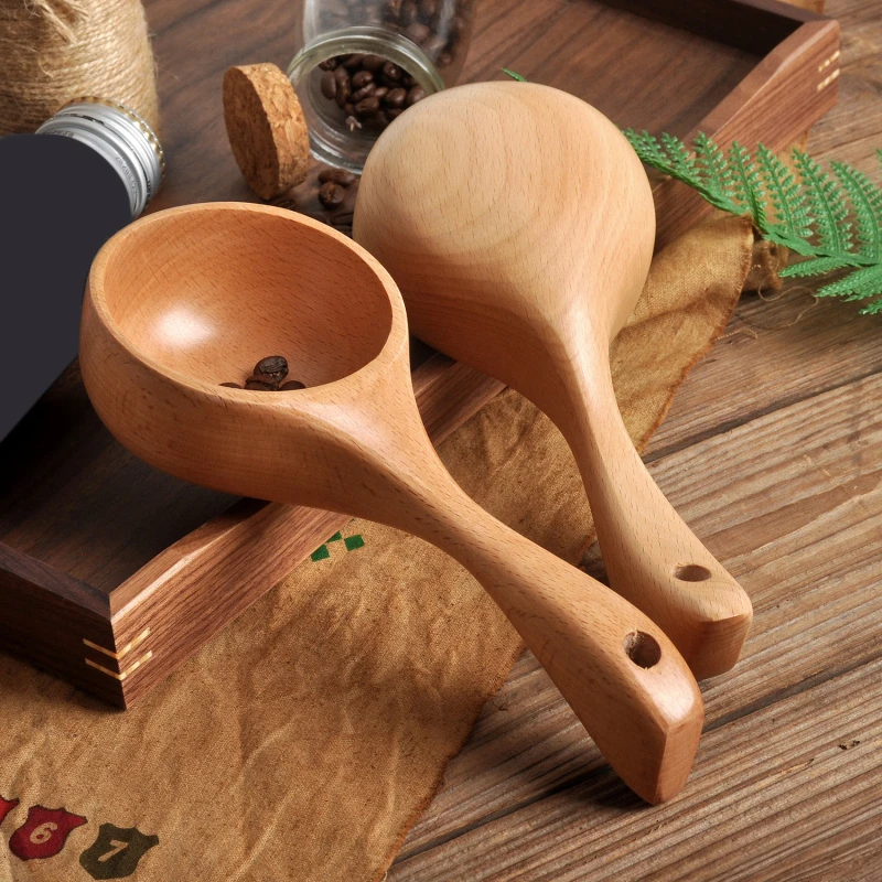 2022 New Short Handle Solid Wood Scoop Japanese style Rice Scoop