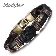 Модный панк винтажный кожаный браслет бронзовая Пряжка из сплава классические браслеты для мужчин