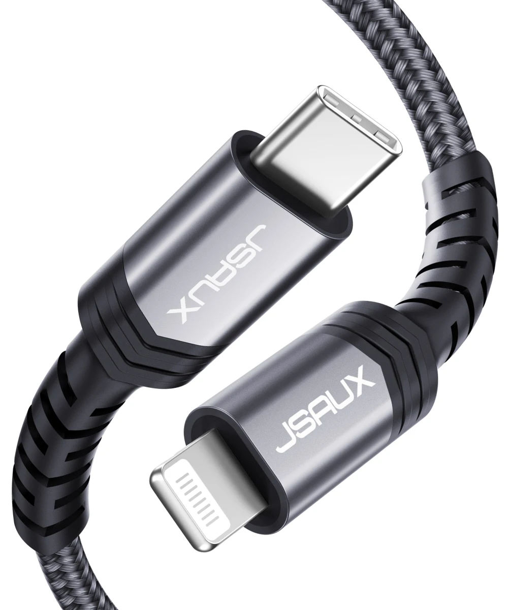 JSAUX [MFi Certified] PD кабель совместим с iPhone 11/11 Pro/11 Pro Max/X/XS/XR/XS Max/8/8 Plus, поддерживает подачу питания - Цвет: Grey