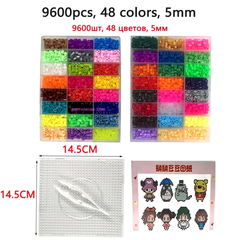24/72 colors box set hama beads toy 2.6/5mm perler educational Kids 3D puzzles diy toys pegboard sheets ironing paper fuse beads