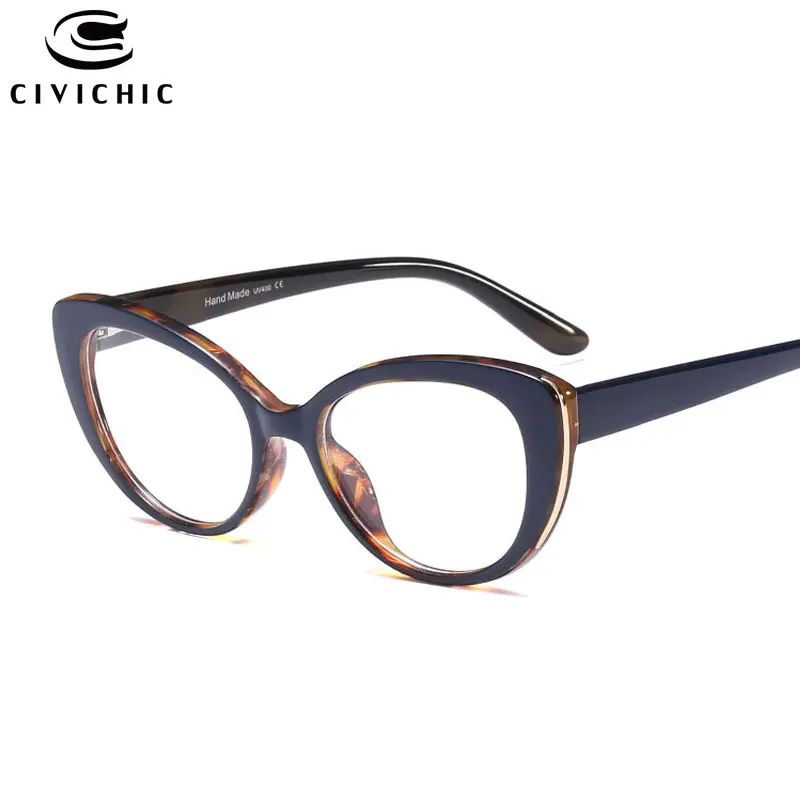 Chic Women Eyeglasses Clear Lentes MujerEyewear Myopia Optical Glasses Frame Retro Lunette De Vue Cat Eye Gafas De Marca COG119 - Цвет оправы: C5 Blue