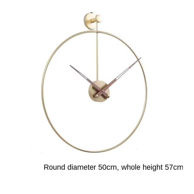 Nordic Wall Creative Hanging Wind Iron Art Metal Wall Watch Restaurant Bedroom Single Ring Wall Clock Home Decoration golden 50cm
