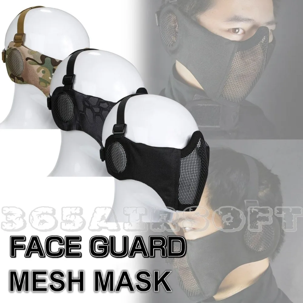 

Tactical Strike Steel Lower Half Face Mask With Ear Protection Military Army CS Wargame Paintball Hunting Protective Mask