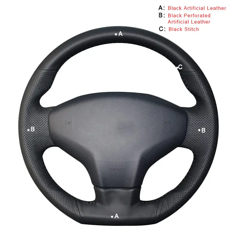 Artificial Leather Авто оплетка на руле Крышка для Citroen Elysee C-Elysee Elysee peugeot 301 2013- автомобильные чехлы автостайлинг - Название цвета: Artificial Leather