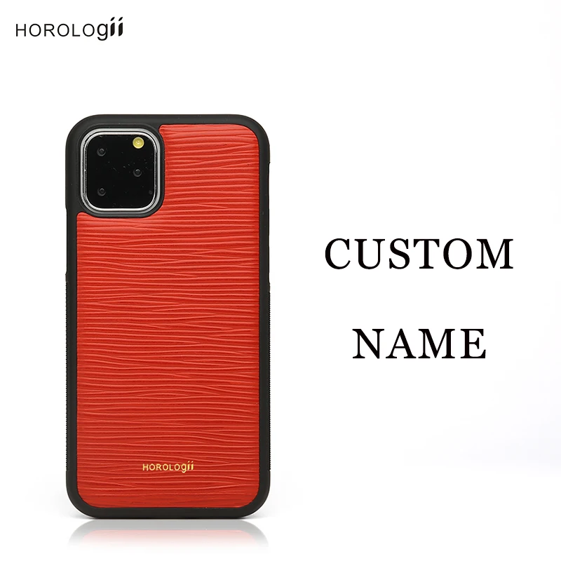 Baratos Fundas de teléfono libres con nombre personalizado de horodori X para Iphone 7 plus Xs Max Funda de cuero de vaca Real Regalo De vacaciones dropship