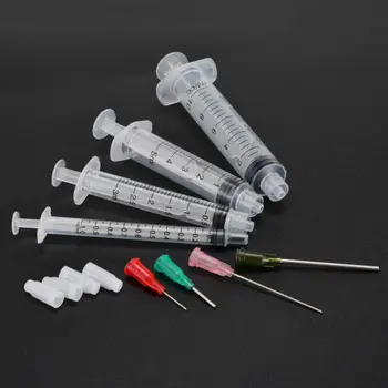 무딘 팁 바늘 주사기 세트, 캡 포함 루어 슬립 주사기, 다기능 접착제 애플리케이터, 1 3 5 10ml, 14 18 20 25GA, 12 개 세트