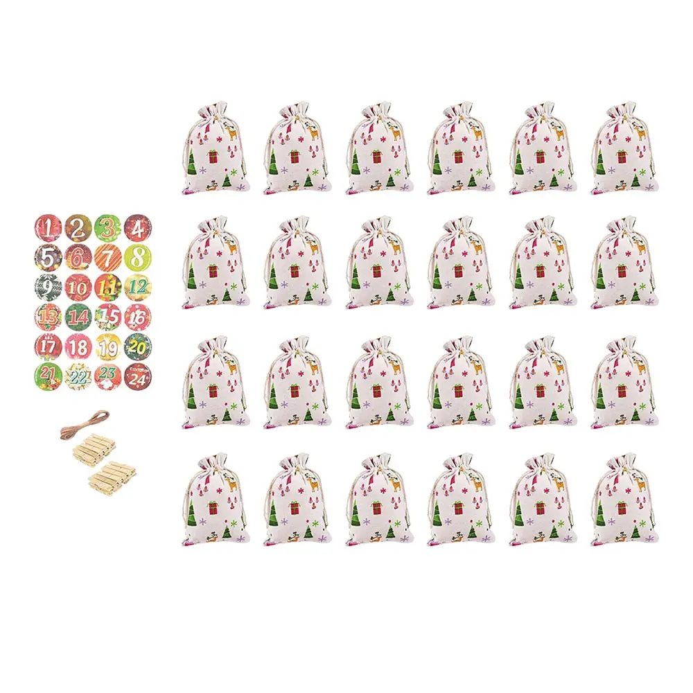 Набор из 24 предметов-Рождественская конфетная сумка с оленем напечатанный букет