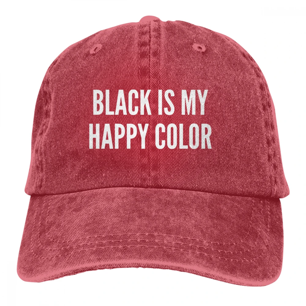 Black Is My Happy color Casquette темно-синие унисекс Мужские Женские джинсовые бейсболка с ремешком кепки Регулируемая шляпа для гольфа папа