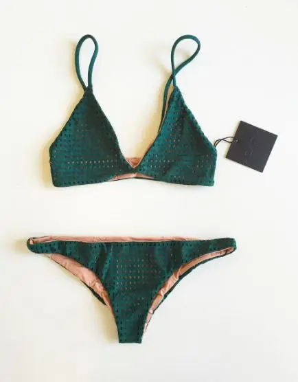 

2020 foreign trade style swimsuit ladies gather together, Green Hollowsplit Swimsuit multi-rope Bandage Bikini family swimsuit