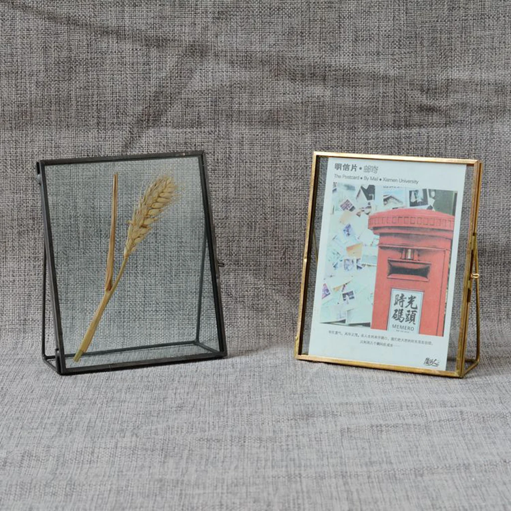Vintage Clear Glass Freestanding Picture Photo Frame Portrait Holder Table Decor