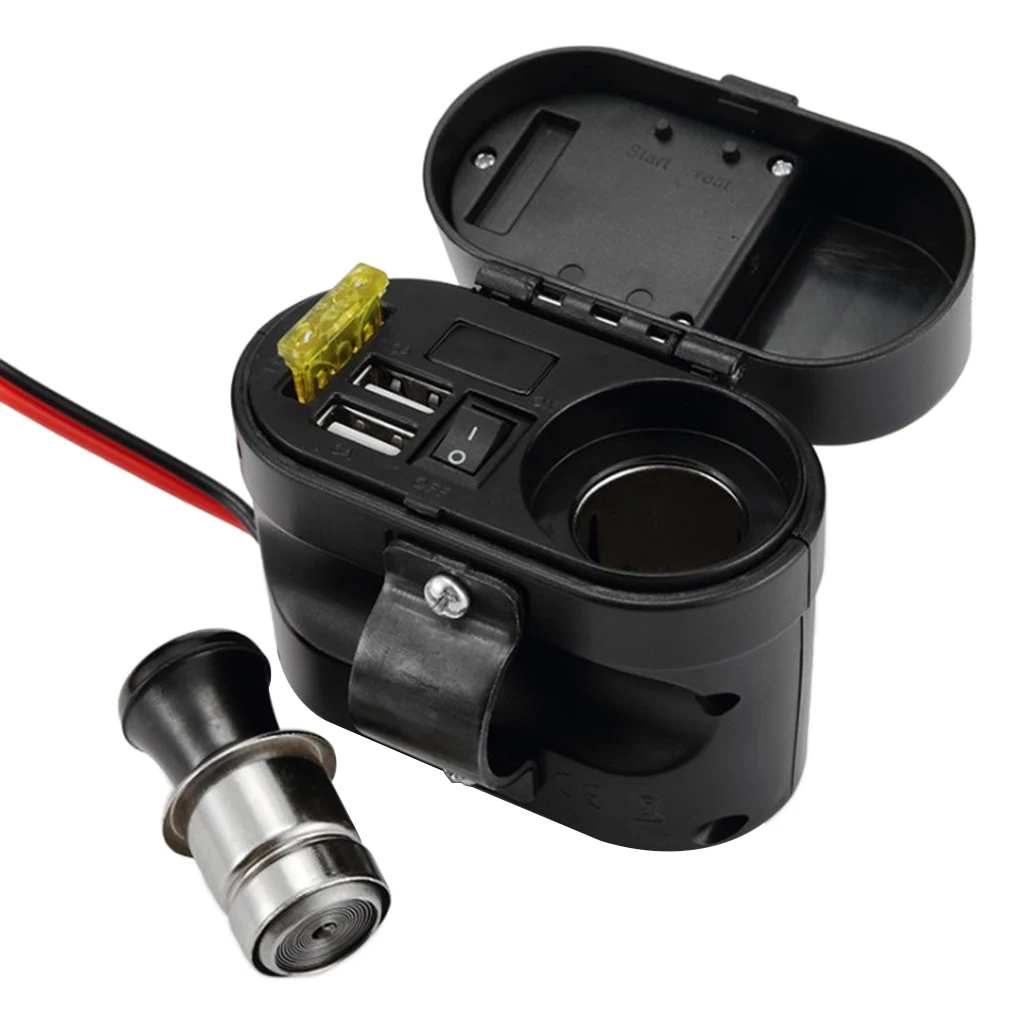 DC 12 V/24 V автомобиля с двумя портами USB Зарядное устройство Мощность розетка с Зажигалка для сигарет розетка и крышкой, Водонепроницаемый, защита от пыли