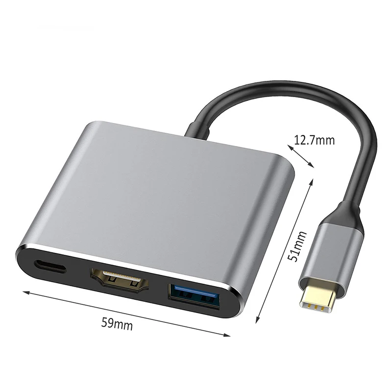 USB концентратор 3 в 1 usb type c 4K HDMI 0 60 Вт|USB-хабы| |