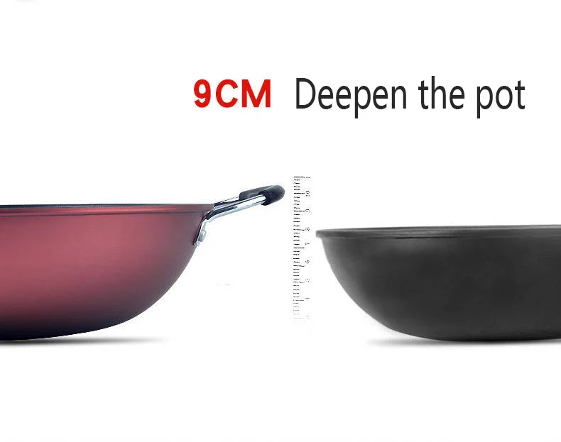 Wok антипригарная Бытовая кастрюля Wok меньше масла дыма железная кастрюля для индукционной плиты газовая Универсальная кухонная сковорода чугуна