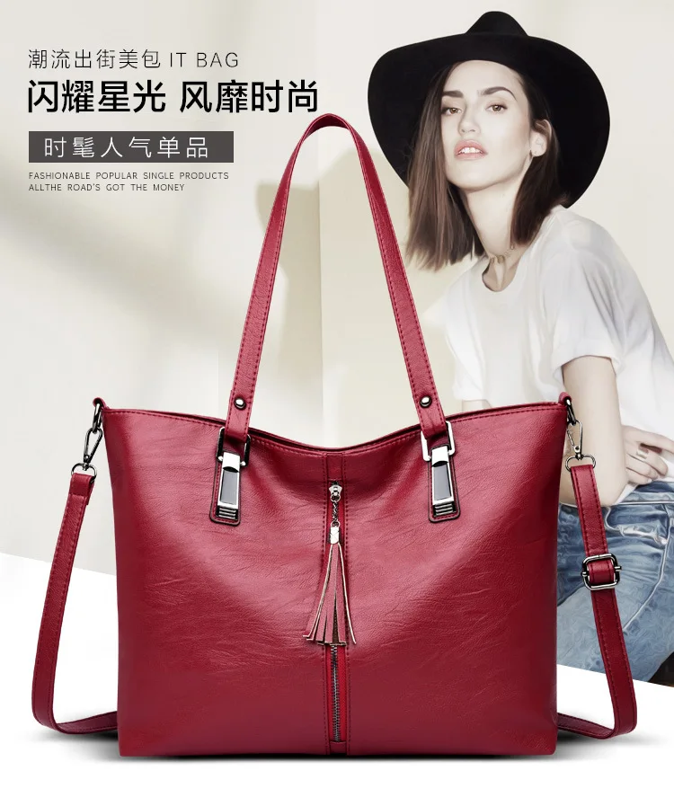 

2019 New Style Women's Shoulder Handbag Versatile Glorious Simple Crossover Shoulder Bag/hand Bag Large Capacity Soft Pu Tote Ba
