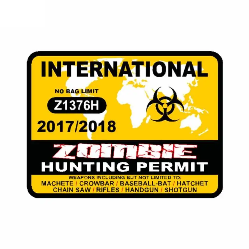 

Автомобильная наклейка RuleMyLife 10,2 см * 7,6 см, Международная наклейка с разрешением на охоту зомби, 2017, Австралия, Канада, Светоотражающая накле...