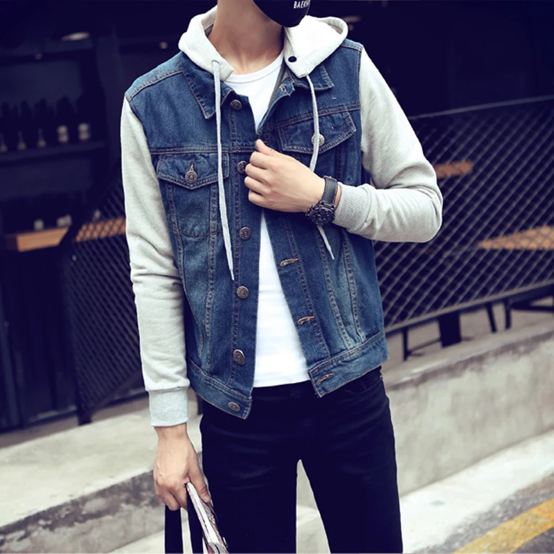 70% OFF New Denim Jacket Men Hooded Sportswear Outdoors Casual Fashion Jeans Jackets Hoodies Cowboy Mens Jacket and Coat Plus Size 5XL
