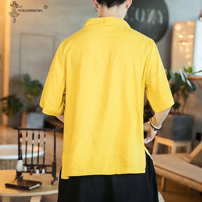 New Japan Harajuku Kimono Asian T-shirt Male Yukata Costume Japanese Style Men Short Half-sleeve Shirt T-Shirt 4XL 5XL Shirt