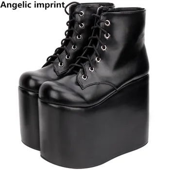 

Angelic imprint mori girl lady lolita ankle punk Boots woman super high heels pumps Women princess dress party shoes 33-47 15cm