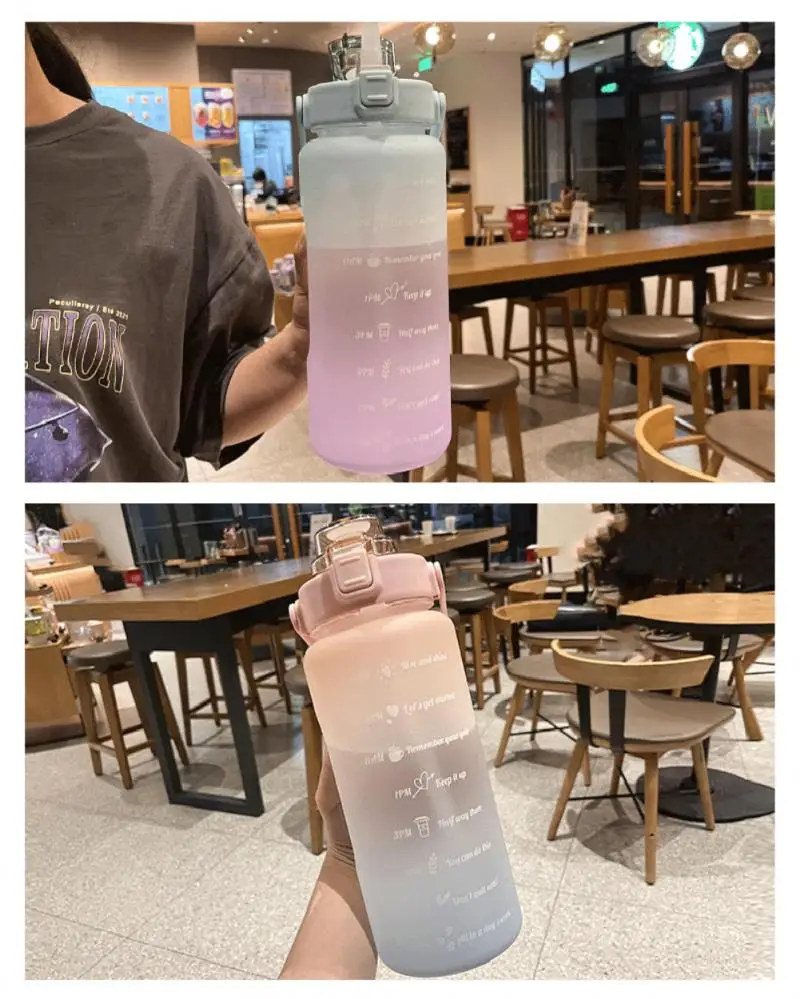 送料無料 ウォーターボトル 2リットル 水筒 2l 00ml ウォーター ボトル ストロー付き タイムマーカー 子供 キッズ 目盛り 軽量 直飲み 女の子 おしゃれ スポーツ かわいい 可愛い 女子 大人 大容量 プラスチック 携帯便利 漏れ防止 スポーツボトル 洗い ストロー
