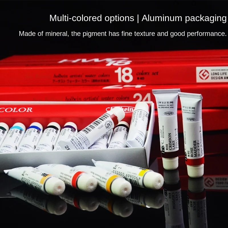 Japanese original HOLBEIN artist transparent watercolor paint set 12/18/24/30/48/60/108 color professional acuarela tube 5ml 3