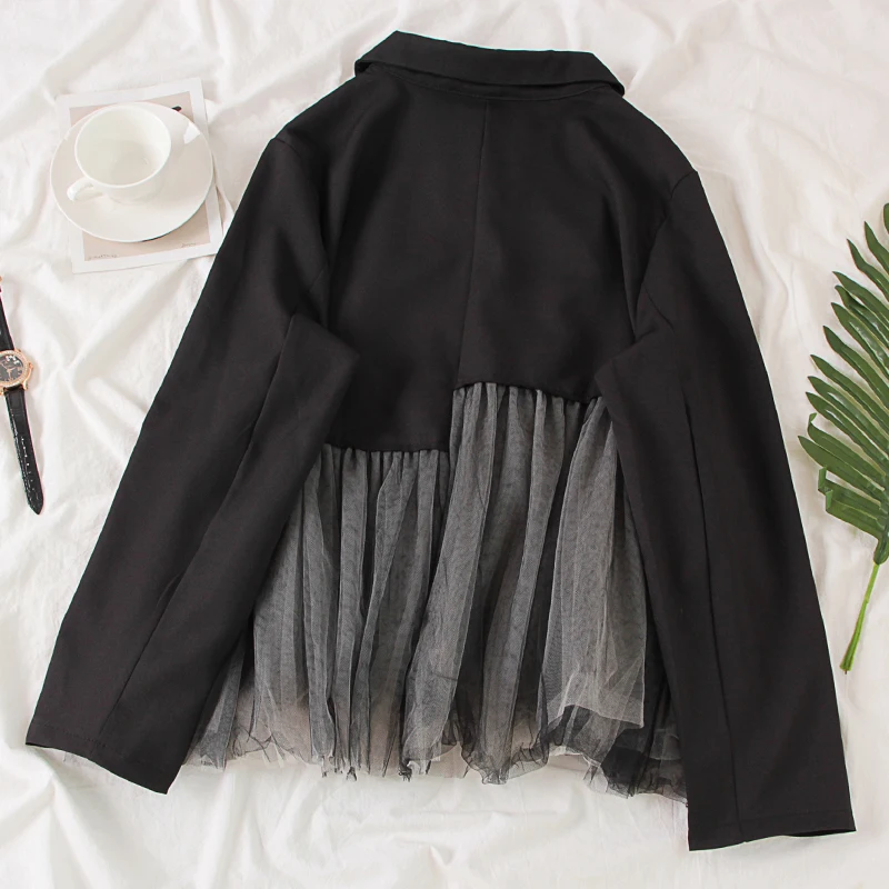 Blusas mujer de moda кепки, кепки в стиле женские сапоги в Корейском стиле; топы и блузки на пуговицах с отложным воротником в стиле пэчворк из сетчатого материала в уличном стиле черные рубашки