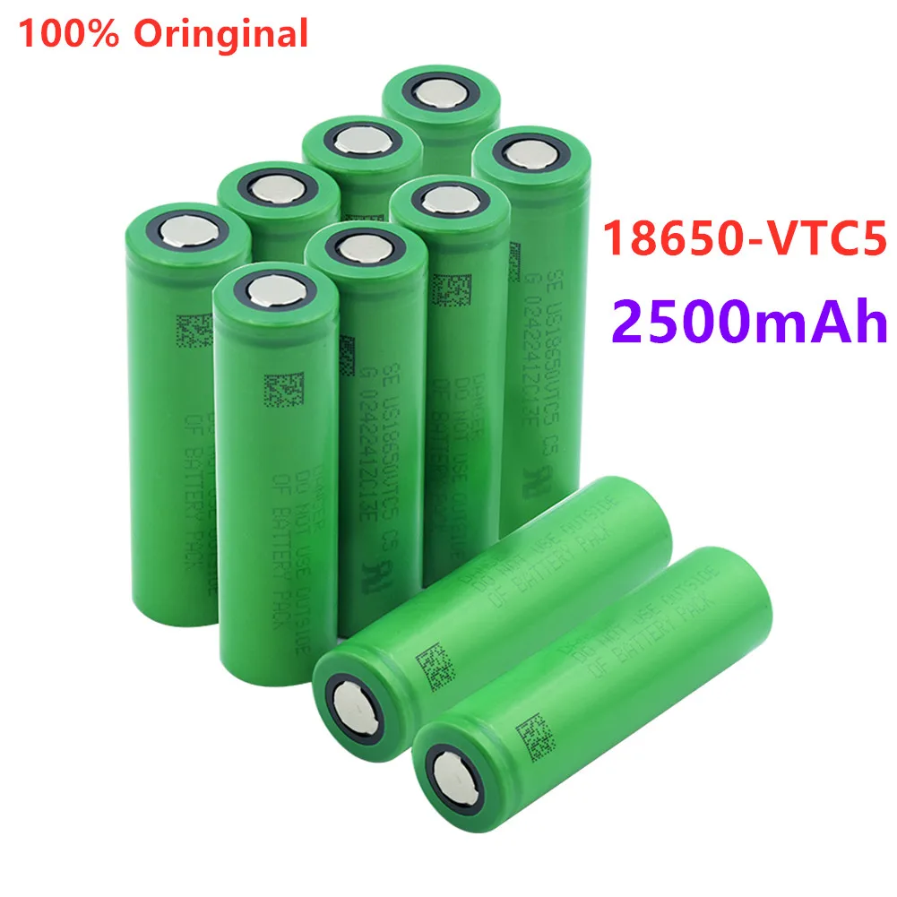 100%. Оригинальный перезаряжаемый аккумулятор 3,7 в, US18650.VTC5.2500mAh VTC5.18650, сменный аккумулятор 3,7 в, 2500 мАч, 18650. Батареи