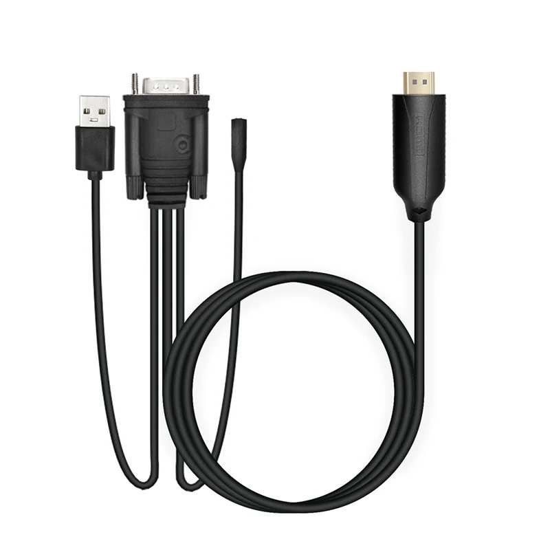 

1.8m HDMI VGA Male to VGA Male Converter Adapter Cable With Audio Output 1080P VGA HDMI Adapter