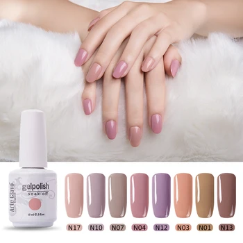 

Arte Clavo Nail Gel Polish Nude Color Pink Long Lasting Get Nail Sequins Soak Off UV LED 15ml Semi Permanant DIY Nail Gel Art
