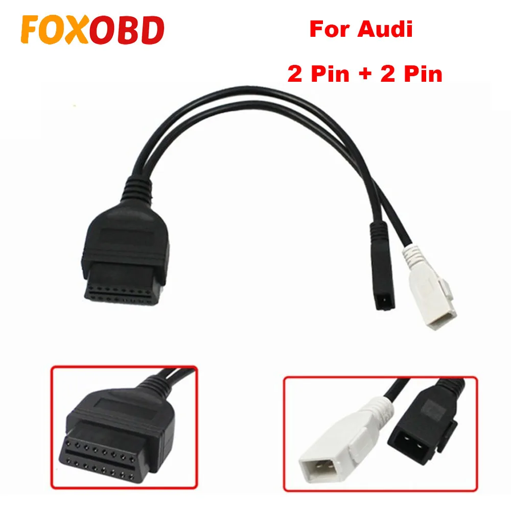For Audi 2 Pin+2 Pin&nbsp;Male To OBD2 16 Pin Female Adapter