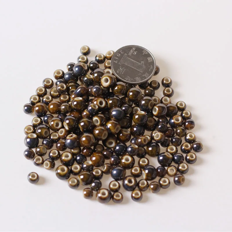 

50PCS 6mm 8mm 10mm Round Ceramic Bead DIY Loose Beads Porcelain Spacer Beads Hole Beads For Jewelry Making