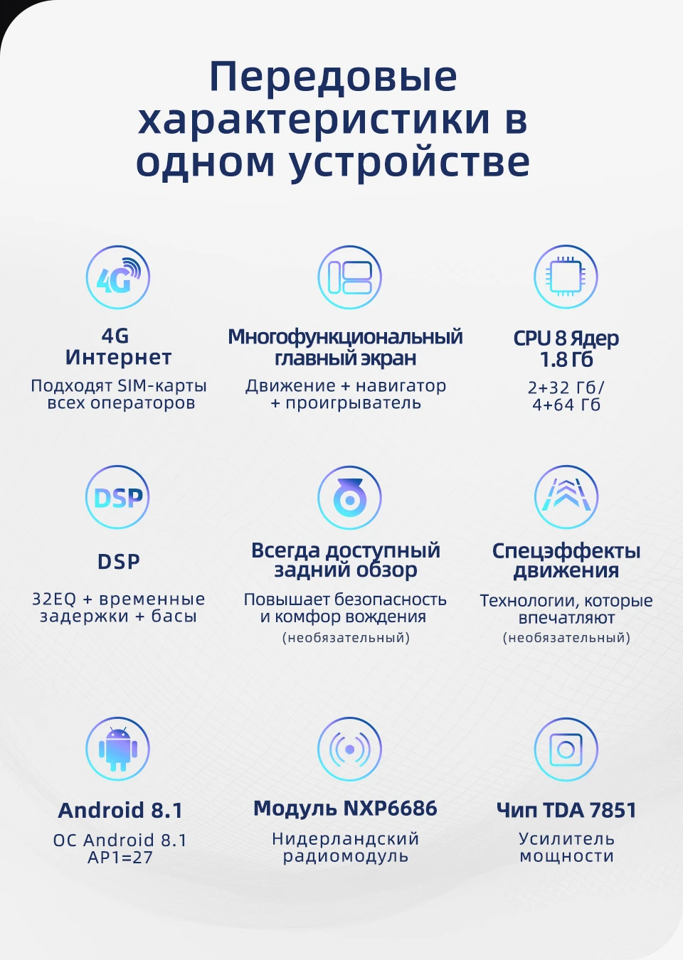 Tuxin Автомагнитола 2Din для Ford Focus 2 Exi MT AT 2004 2005 2006 2007 2008 2009 2010 2011 Android8,1 Автомобильный мультимедийный видео плеер 8-Core 9дюймов 4RAM+64ROM 32EQ+ DSP GPS навигация Сенсорный экран без DVD